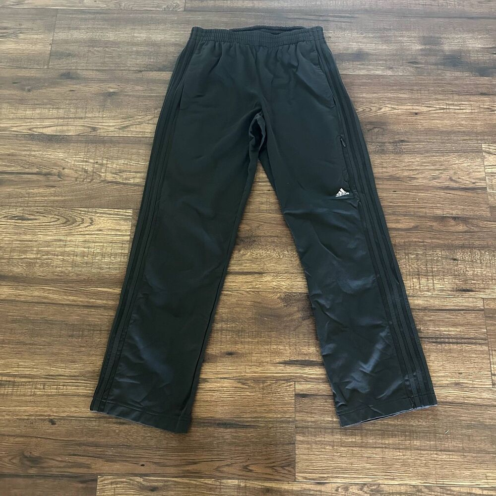 Adidas Mens Gray Fleece Lined Track Pants athletic bottoms with pockets